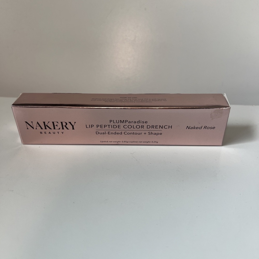 Nakery Beauty Plump Paradise Lip Peptide Color Drench Dual Ended Naked Rose NIB